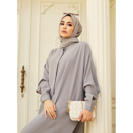 Long Dress - Batsleeve - Grey