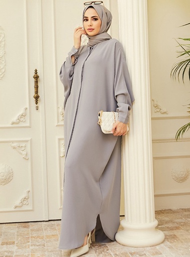 Long Dress - Batsleeve - Light Grey