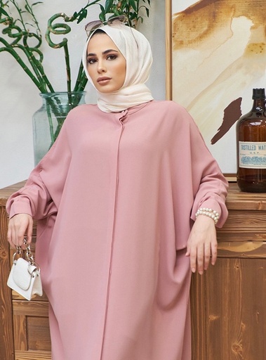 Long Dress - Batsleeve - Pink